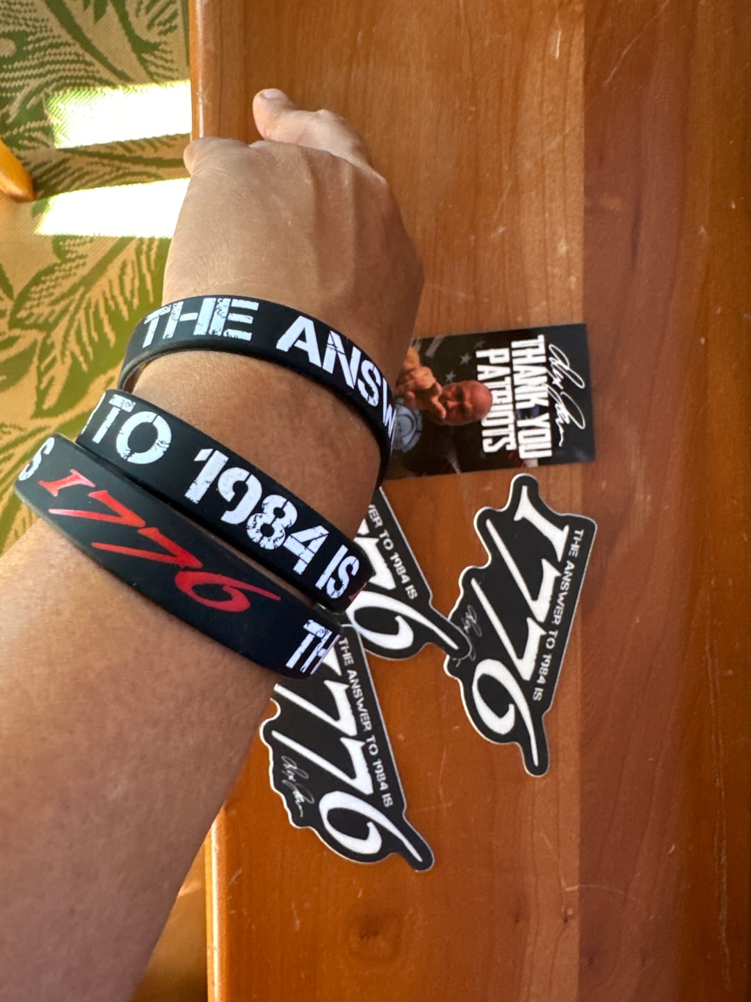 Customer photo review of The Answer to 1984 Wristband