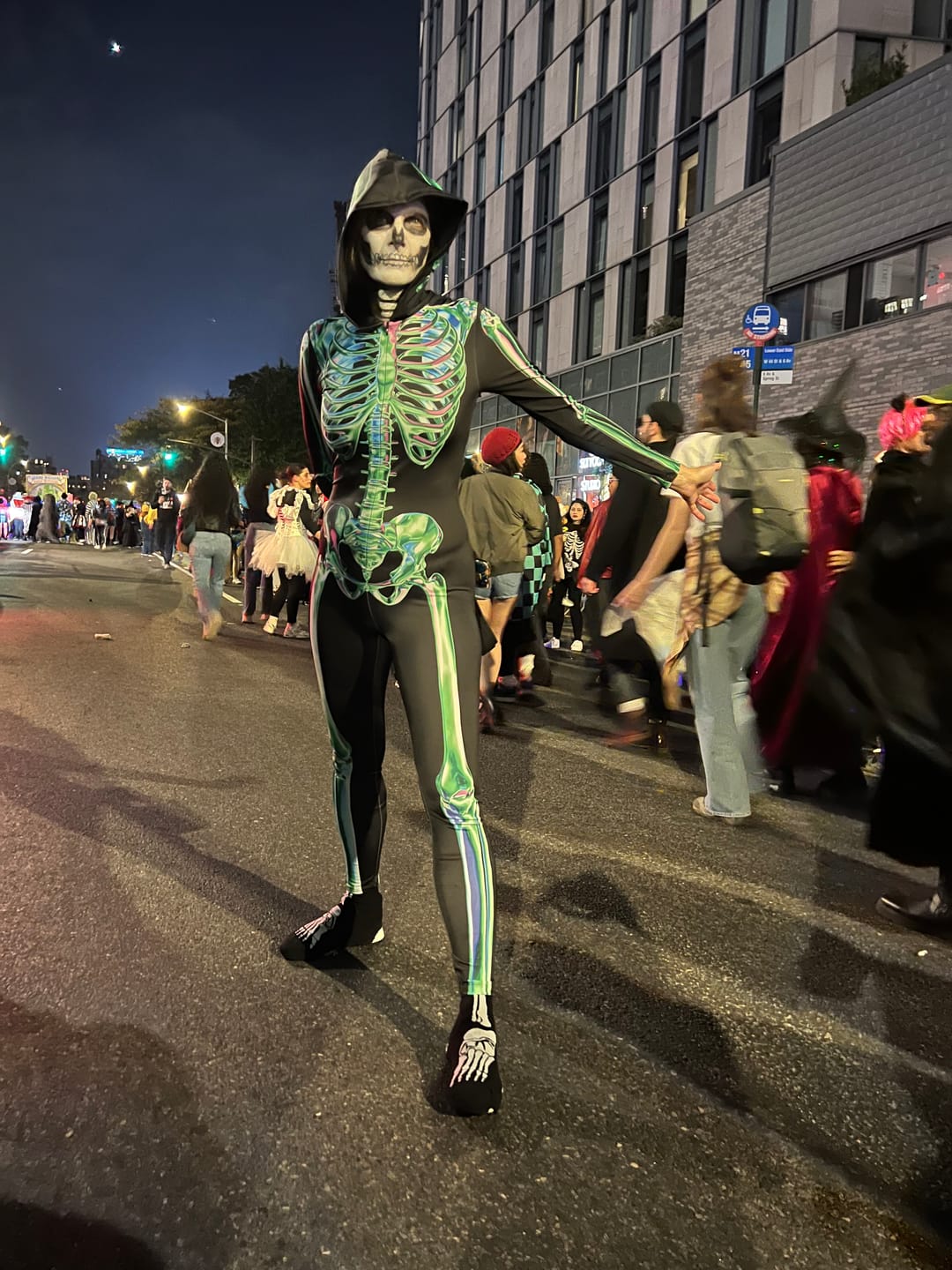 Customer photo review of Emerald Skeleton Hooded Costume