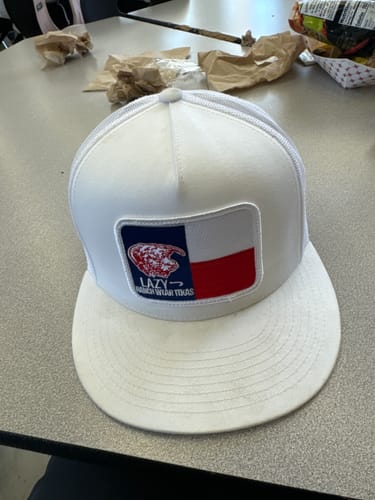 Customer photo review of Lazy J Ranch White Texas Flag Elevation Classic Five Panel Trucker Hat