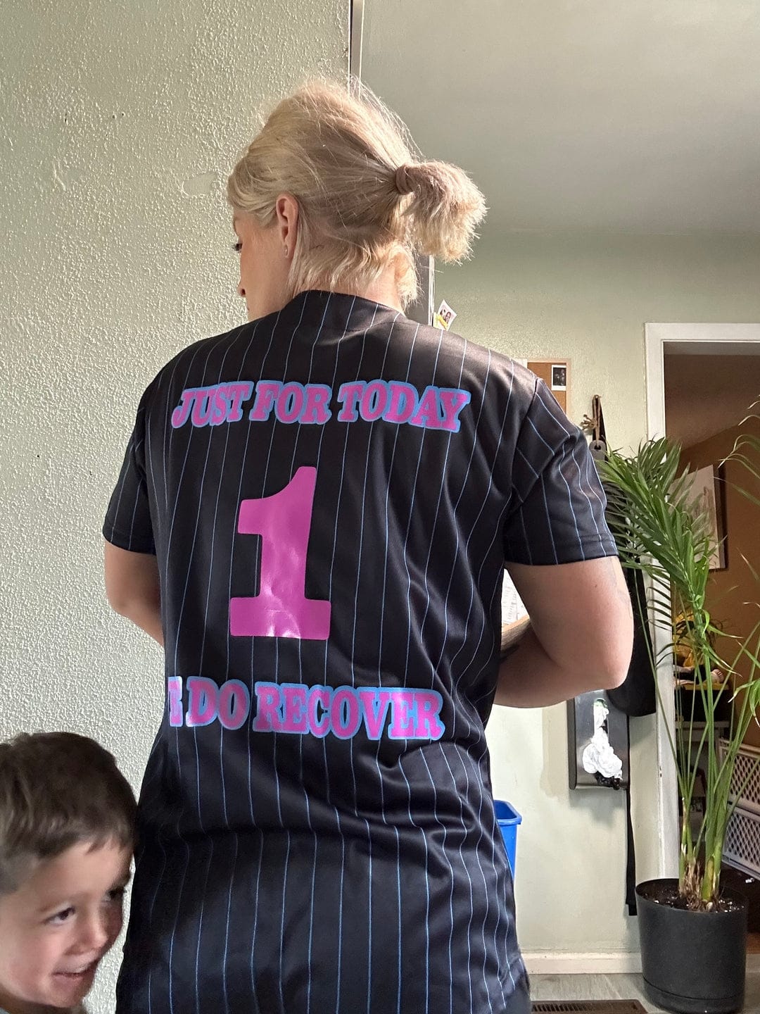 Customer photo review of Custom White Navy Stripe Fashion Authentic Baseball Jersey