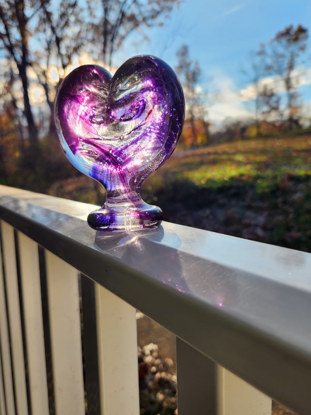 Customer photo review of Glass Heart with Cremation Ash - Standing