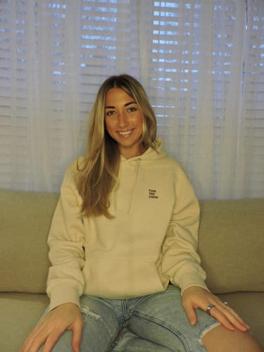 Customer photo review of 3 Simple Words - Embroidered Hoodie - Cream