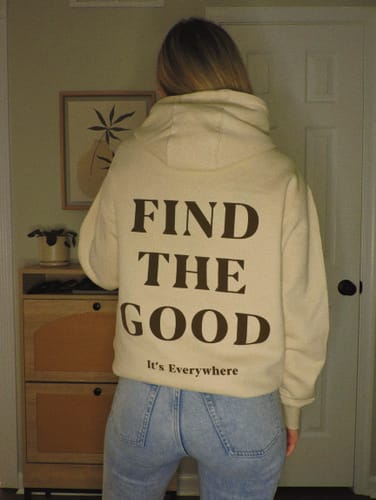 Customer photo review of 3 Simple Words - Embroidered Hoodie - Cream