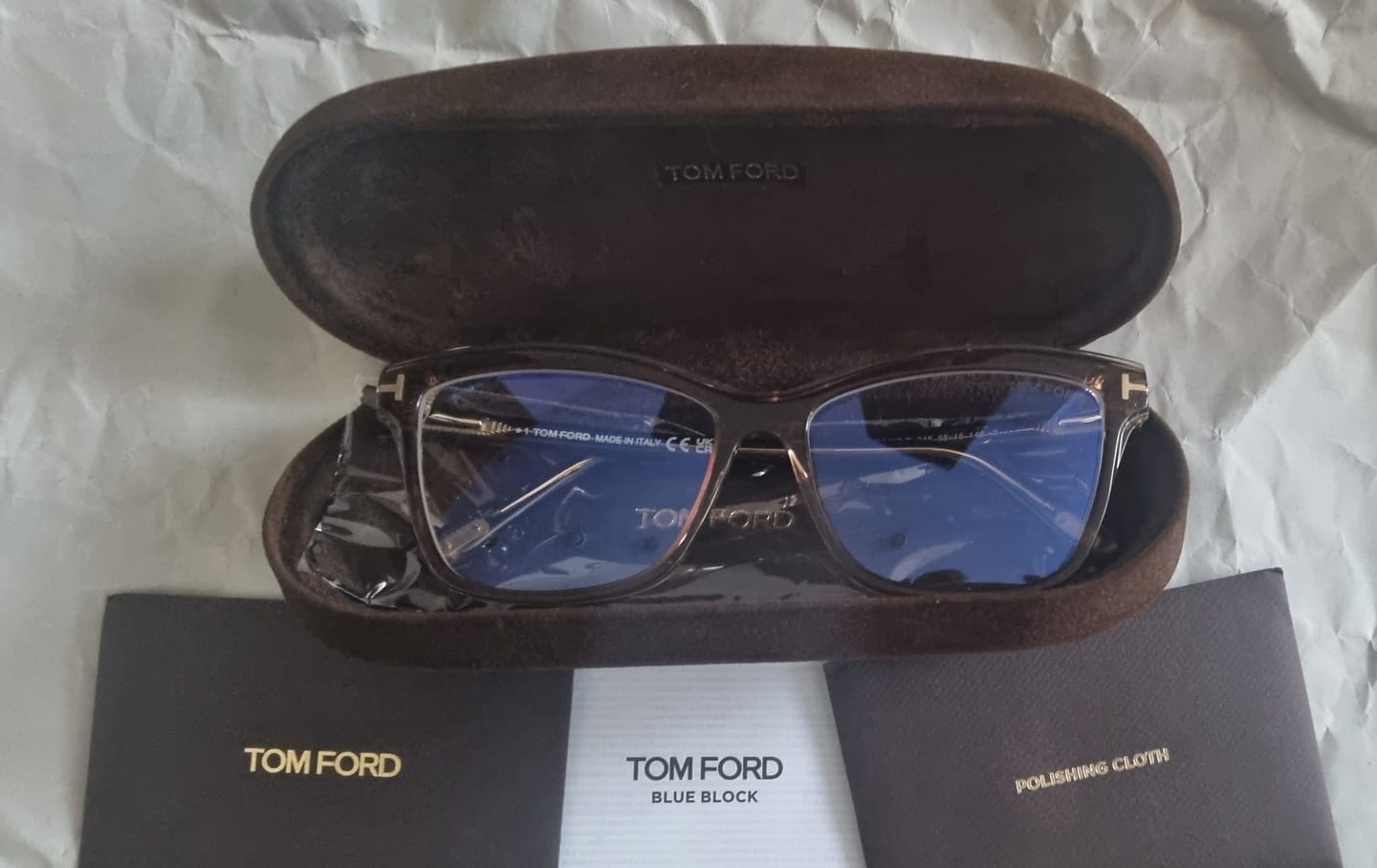 Customer photo review of Tom Ford Glasses Frames FT5619-B 045 55mm Blue Light Filter Women Brown Butterfly