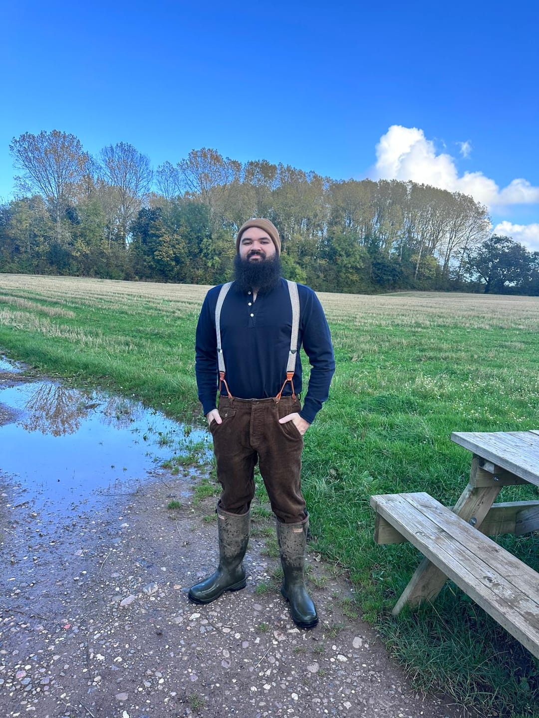 Customer photo review of 1920s 12 oz Corduroy Farmer Work Trousers