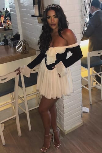 Customer photo review of Aurora Off-Shoulder Mini Dress