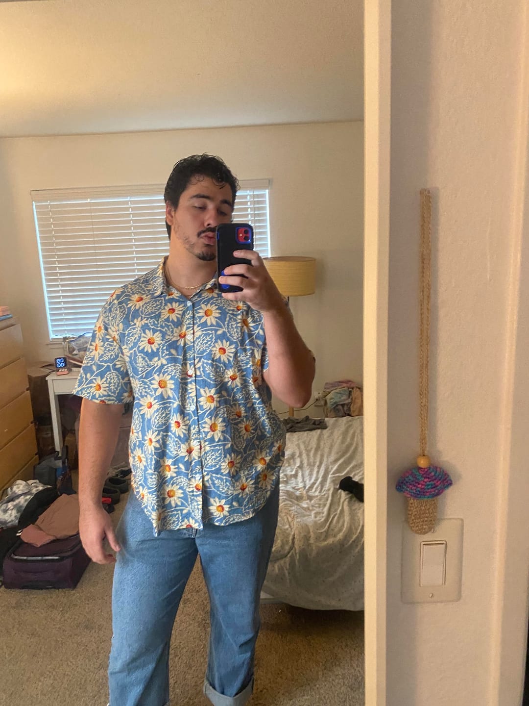 Customer photo review of Men's Retro Beach Hawaiian Cotton Holiday Button Up Blue Short Sleeve Floral Shirt