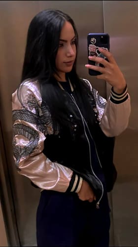 Customer photo review of Ryūjin Sakura Sukajan Souvenir Bomber Jacket