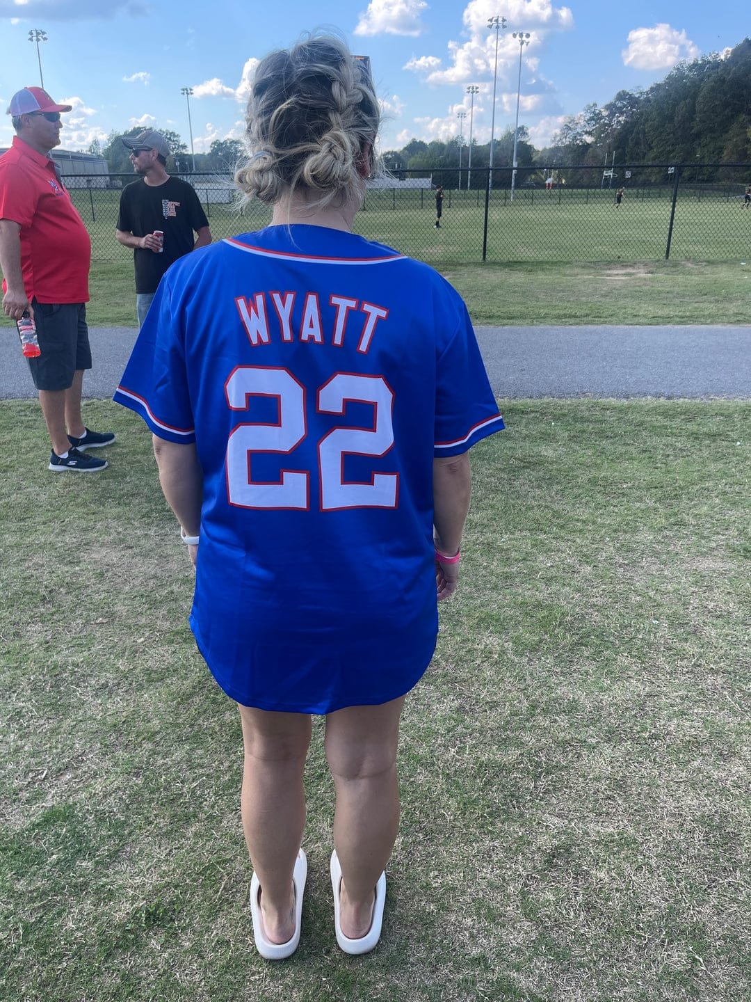 Customer photo review of Custom Royal White-Light Blue Hook Classic Style Authentic Baseball Jersey