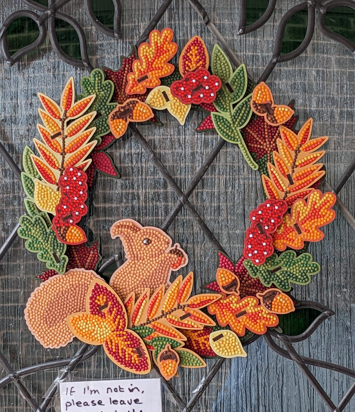 Customer photo review of "Autumn Squirrel" Crystal Art 3D Wreath Kit