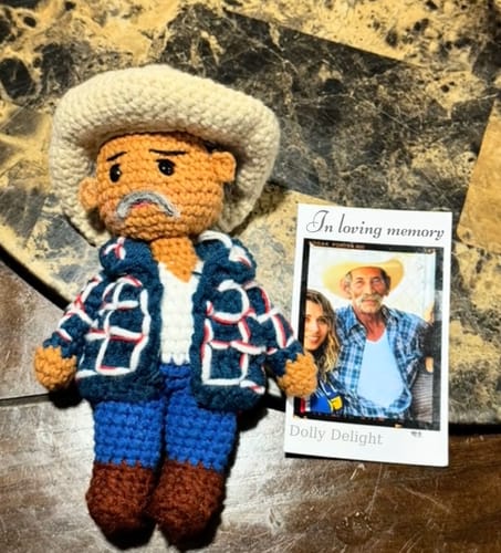 Customer photo review of Dolly® Personalized Crochet Doll with Photo Card