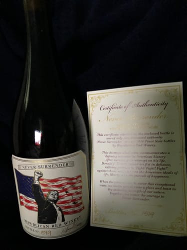 Customer photo review of 'Never Surrender' 2014 Vintage Pinot Noir