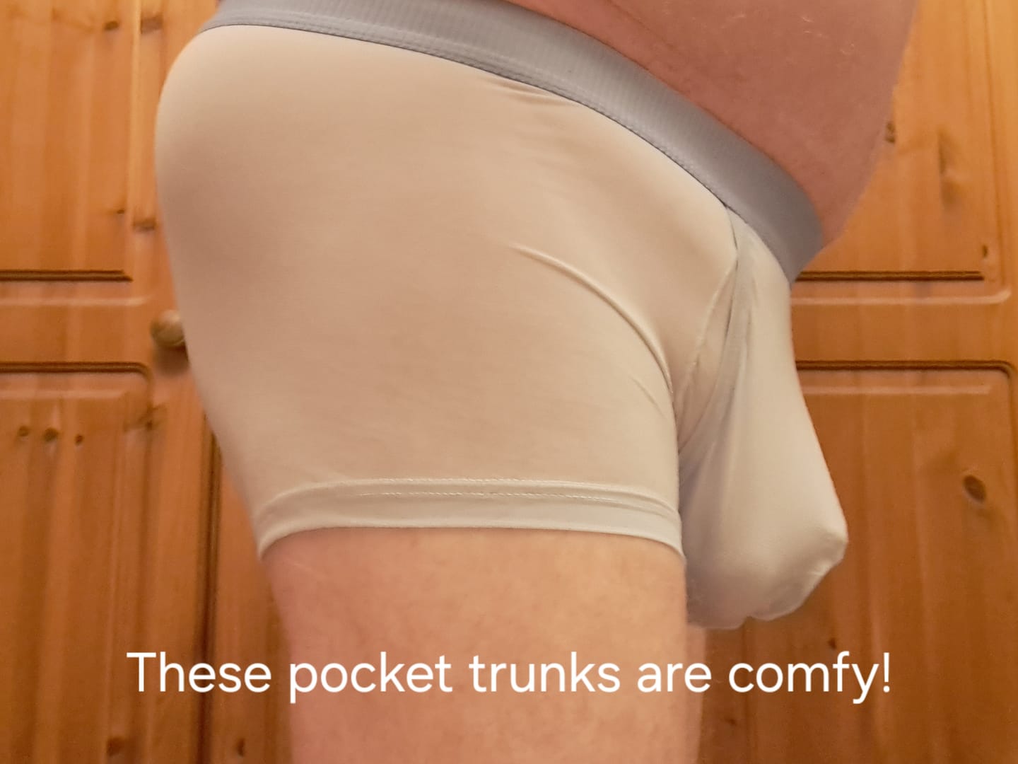 Customer photo review of 2 Pack Men's Ultra-Thin Trunks with Open Fly