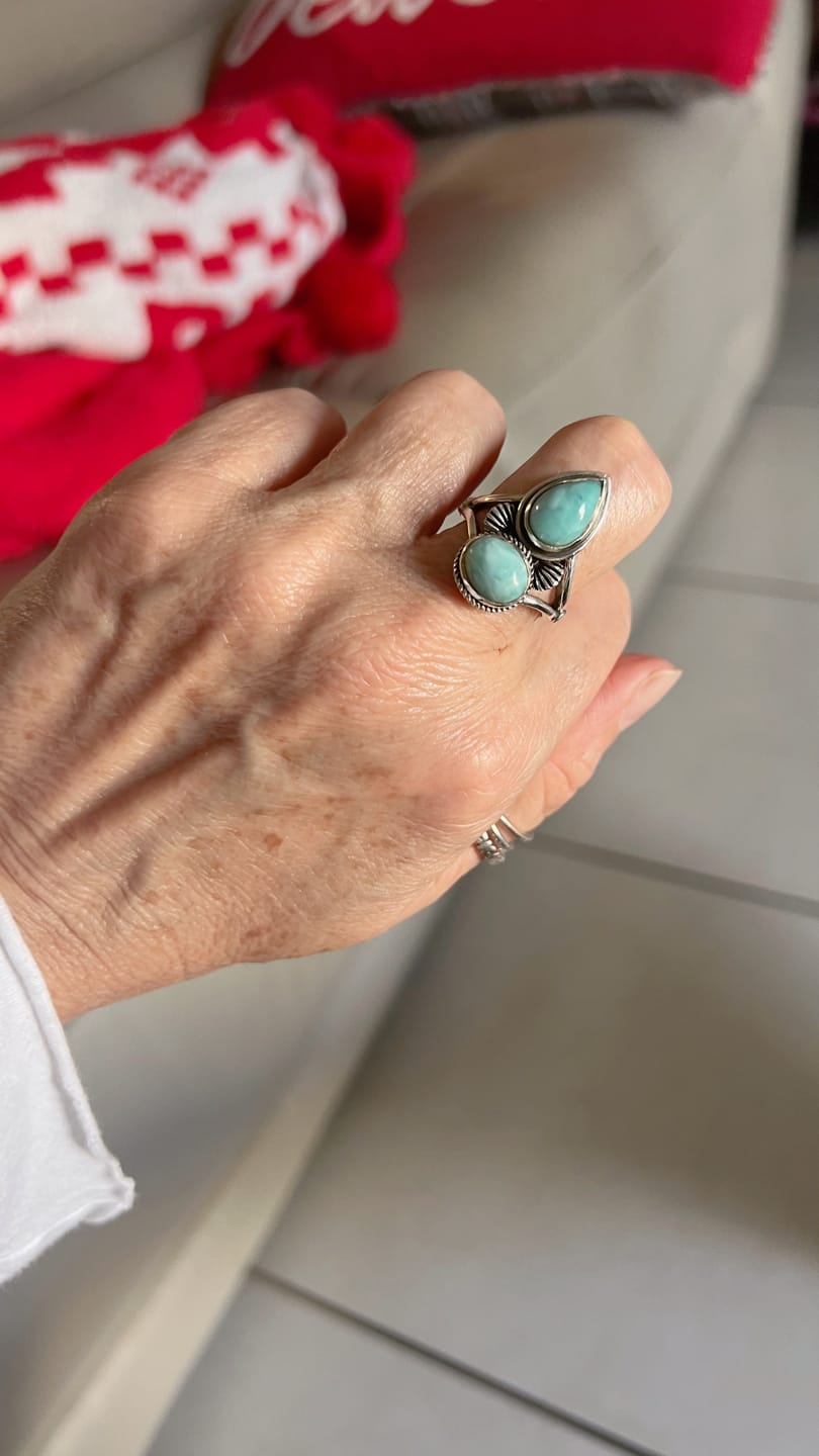 Customer photo review of Larimar Shell Ring Sterling Silver