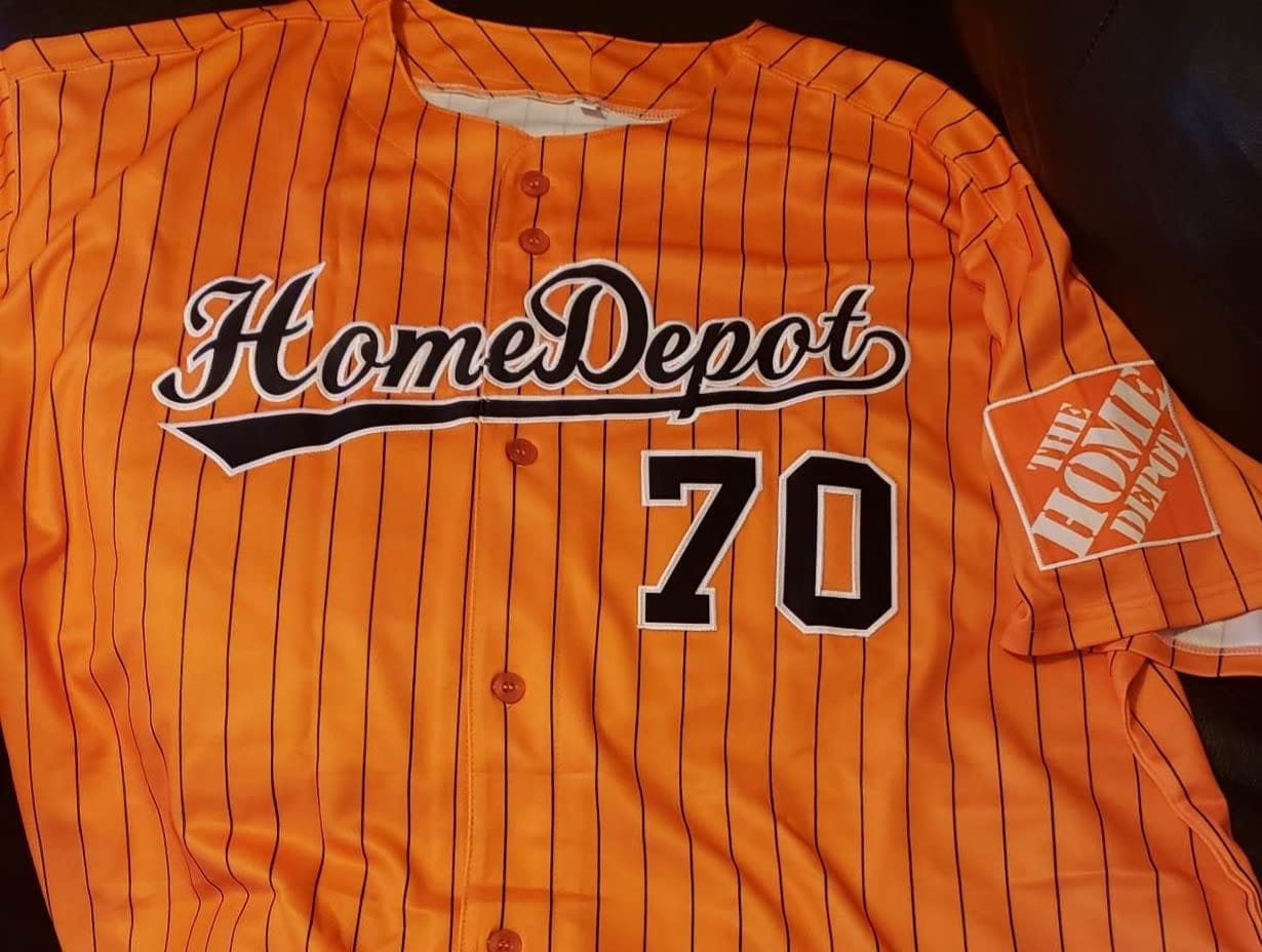 Customer photo review of Custom White Navy Stripe Fashion Authentic Baseball Jersey