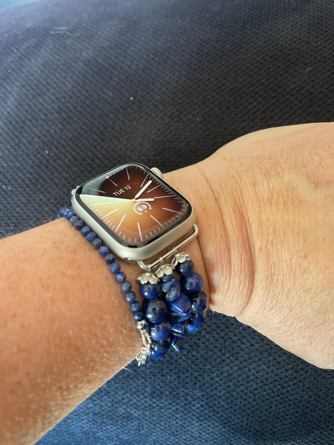 Customer photo review of Ocean Sapphire Stretch Apple Watch Strap