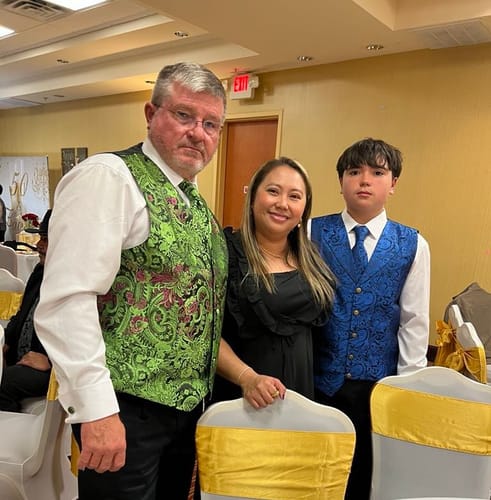 Customer photo review of Bright Sapphire Blue Paisley Silk Vest Necktie Pocket Square Cufflinks Set