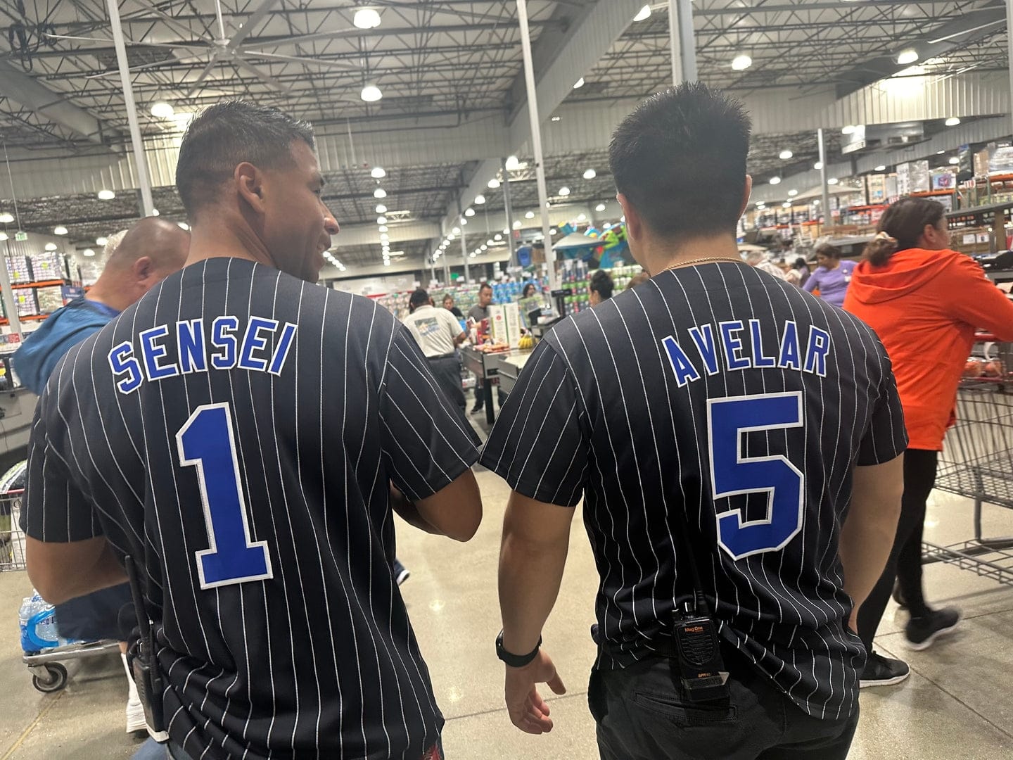 Customer photo review of Custom White Navy Stripe Fashion Authentic Baseball Jersey
