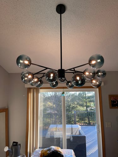 Customer photo review of 15-Light Branch Blue Glass Globe Bubble Chandelier