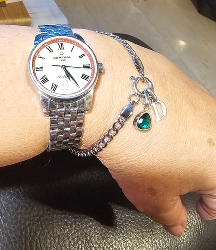 Customer photo review of Letter & birthstone bracelet silver