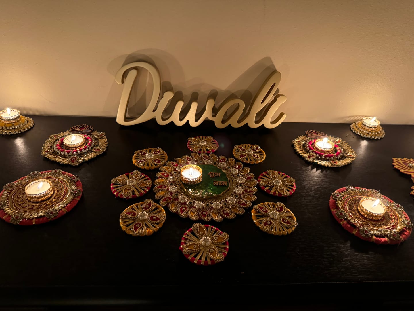 Customer photo review of Traditional Gold Diwali Table Sign