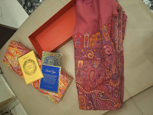 Customer photo review of Pashtush Womens Faux Pashmina Stole, Ethnic Weave Design, Bright Pink