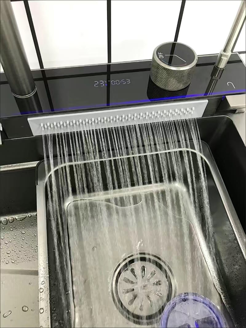 Customer photo review of Kitchen Deluxe Waterfall Workstation Sink with Digital Temperature Display Faucet
