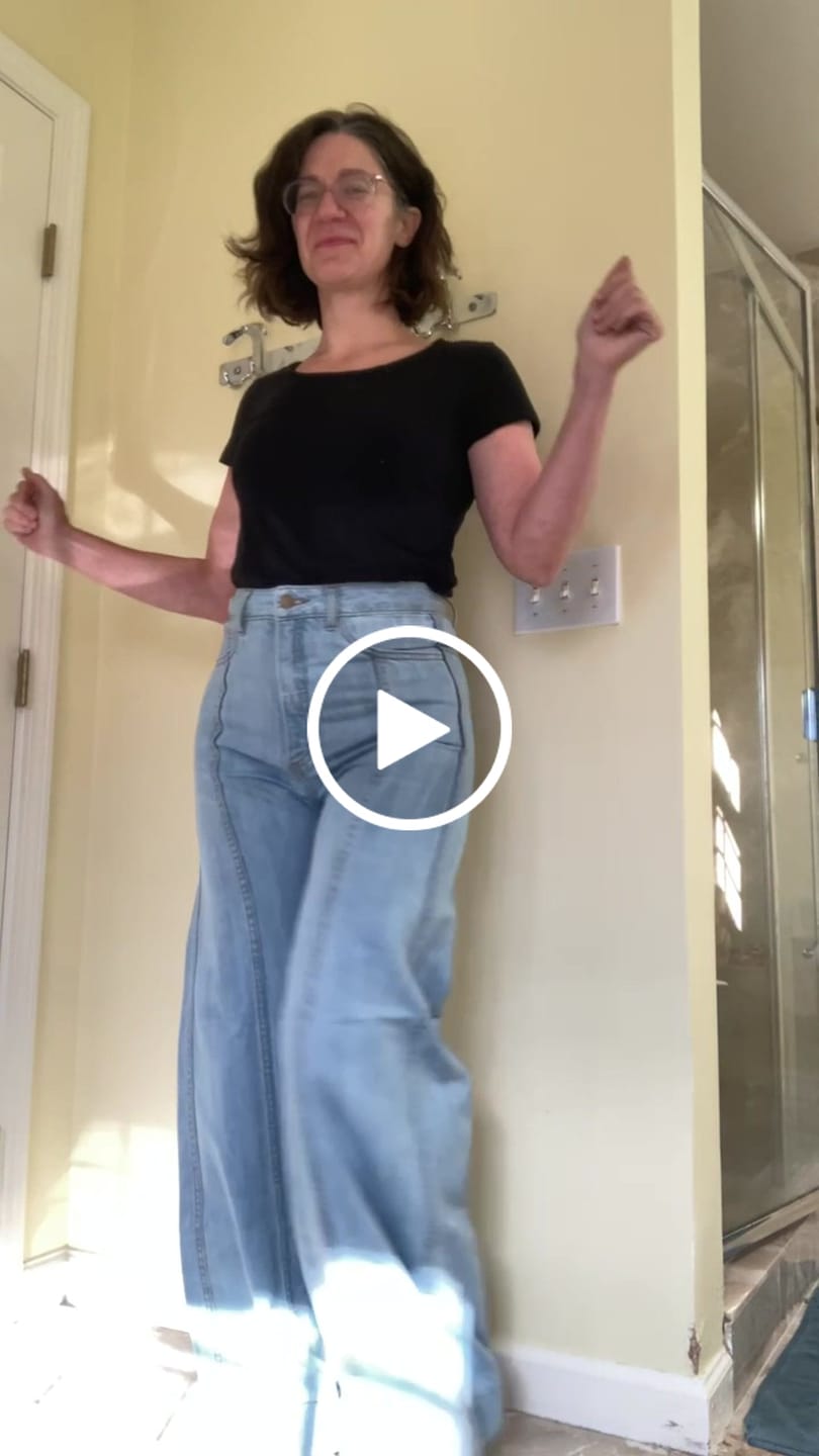 Customer video review of GBU Elephant Bell Bottom Jeans • Super Bleach Indigo
