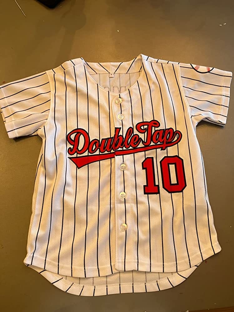 Customer photo review of Custom White Navy Stripe Fashion Authentic Baseball Jersey