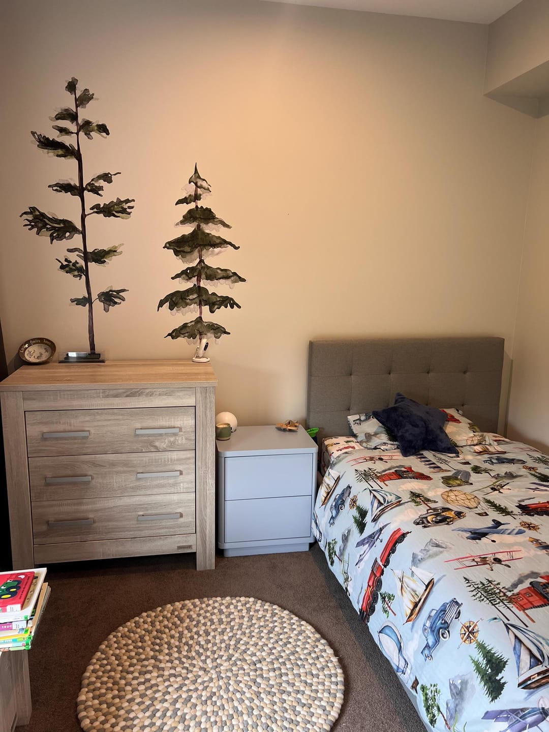 Customer photo review of Large Watercolor Pine Tree Removable Wall Decal