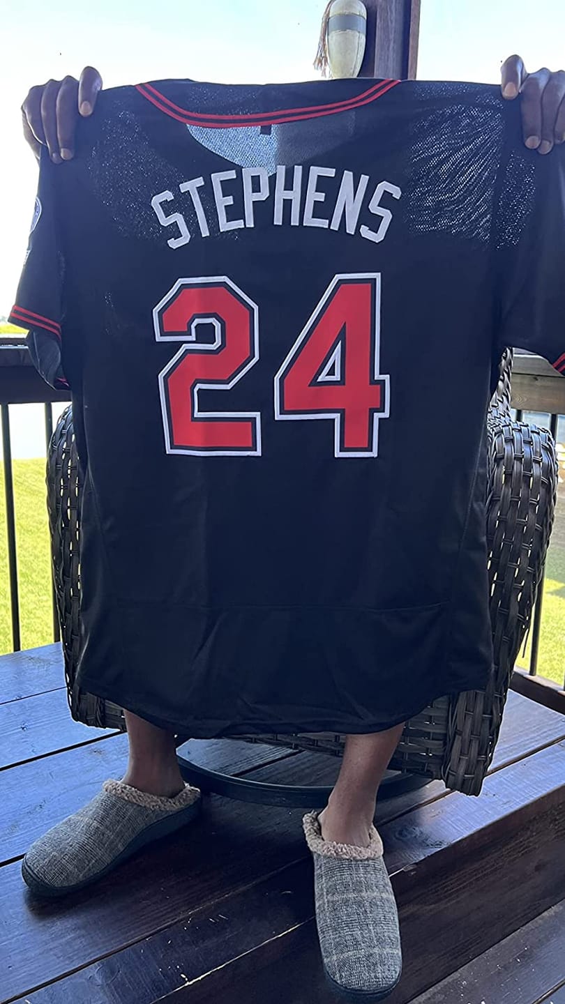 Customer photo review of Custom Black Red-White Classic Style Authentic Baseball Jersey