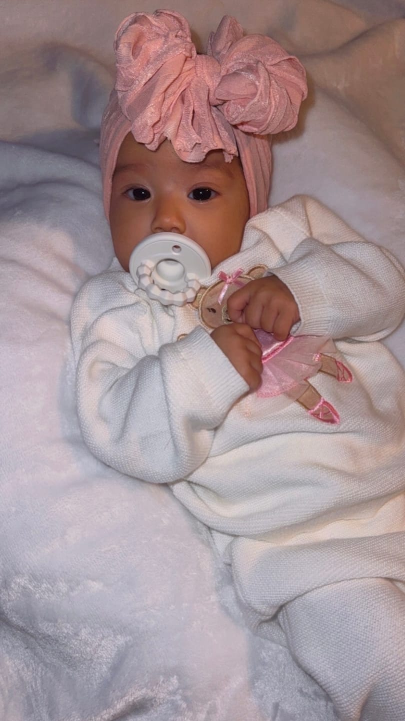 Customer photo review of Ruffled Headband- Paris Pink