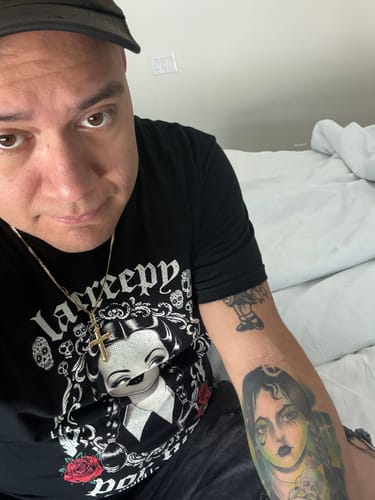 Customer photo review of La Creepy Por Vida Goth T-Shirt