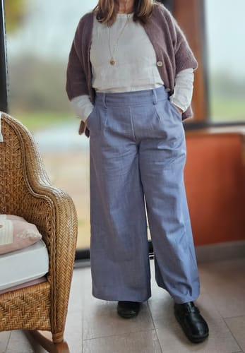 Customer photo review of Pantalon César- jean chiné bleu doux