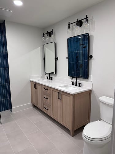 Customer photo review of Bridgeport 72" White Oak Bathroom Vanity, Double Sink