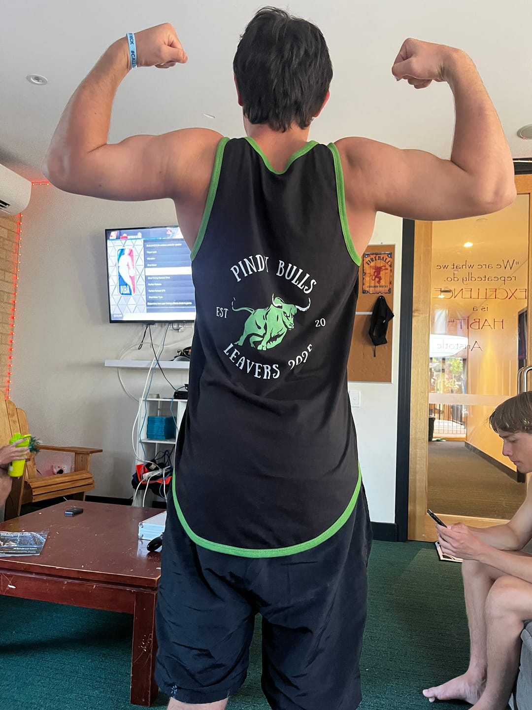 Customer photo review of Black - Green Trim | Shearing Singlet