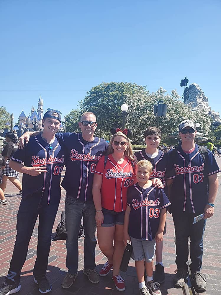 Customer photo review of Custom Black Pink-Powder Blue Stripe Fashion Authentic Baseball Jersey
