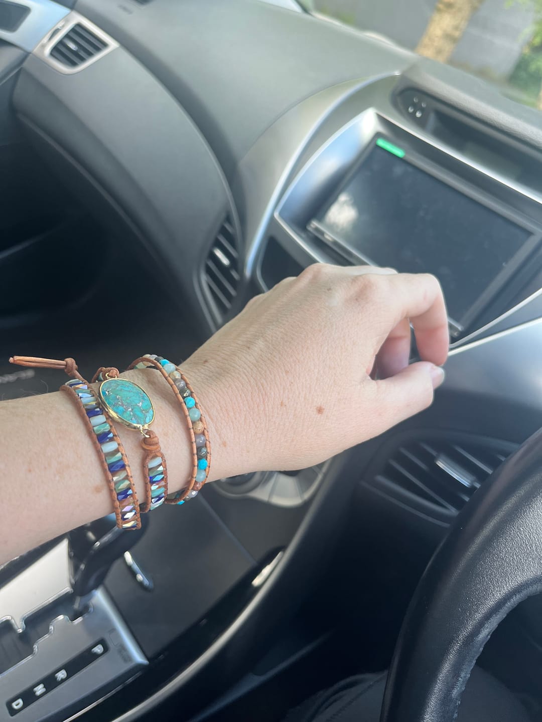Customer photo review of Natural Turquoise & Jasper Wrap Bracelet