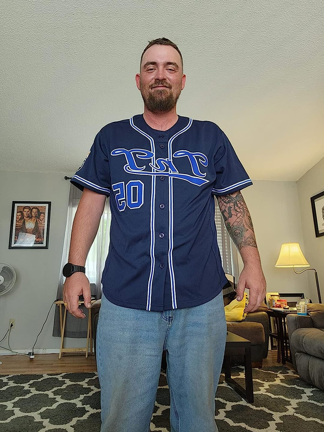 Customer photo review of Custom Royal White-Light Blue Hook Classic Style Authentic Baseball Jersey