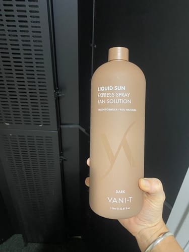 Customer photo review of Liquid Sun Express Spray Tan Solution - Dark