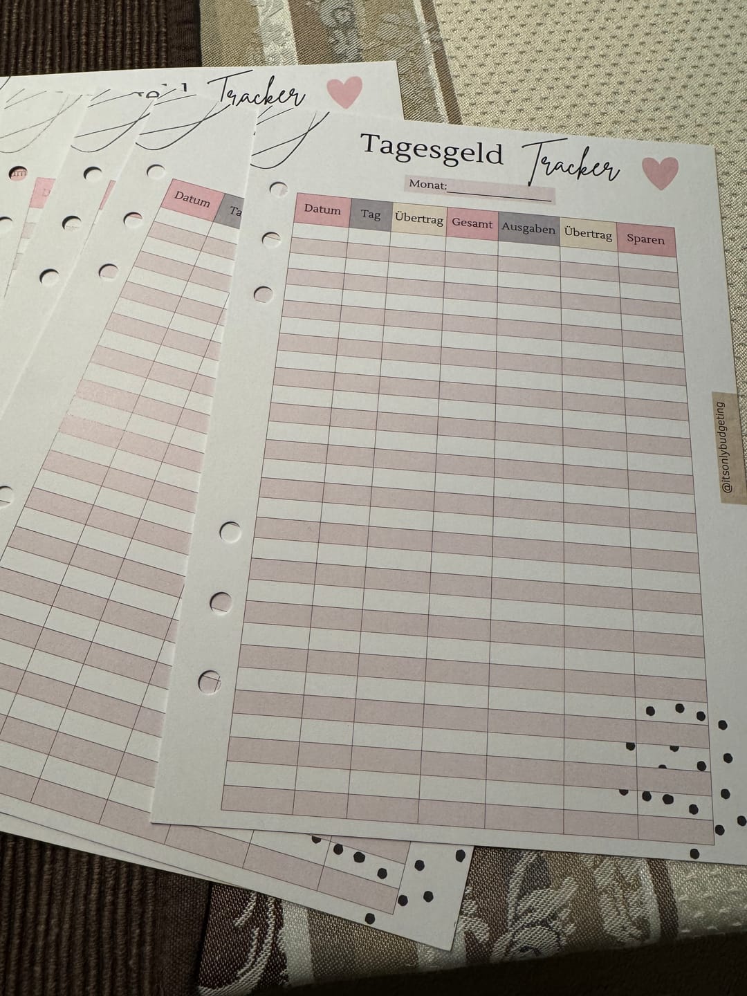 Customer photo review of Tagesgeld Tracker A5 6-fach Lochung