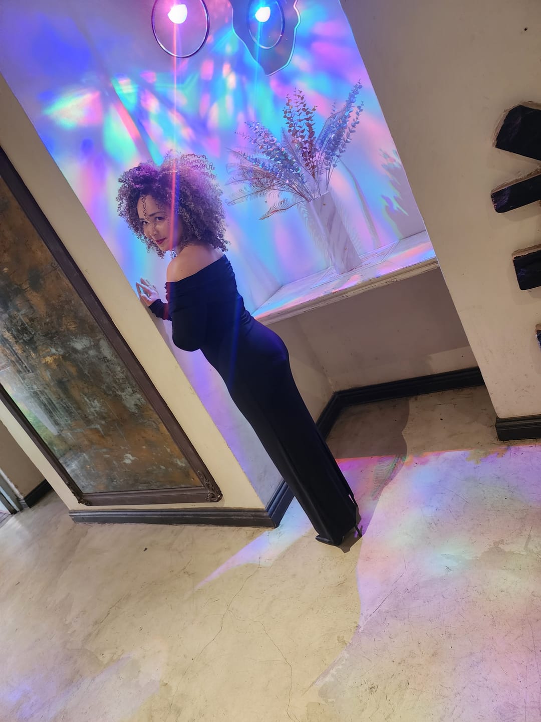 Customer photo review of Black Bardot Sculpted Dress with Long Sleeves