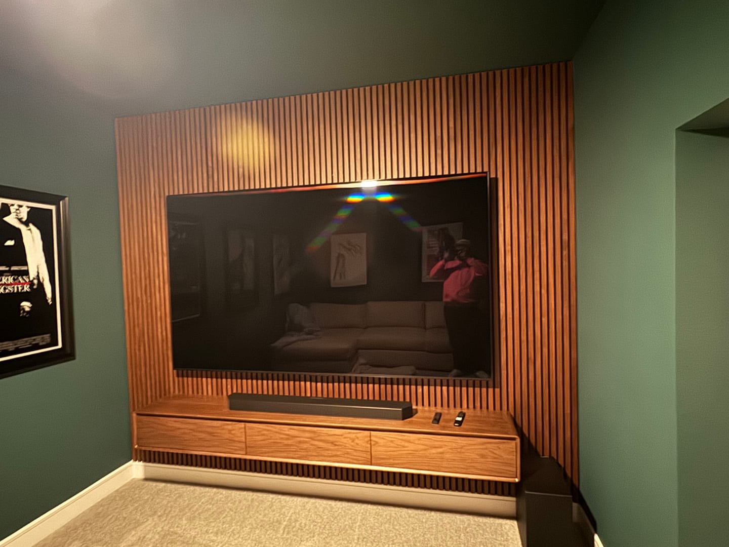 Customer photo review of Natural Walnut Acoustic Slat Panels 118"