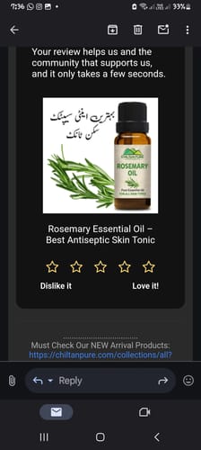 Customer photo review of Rosemary Essential Oil – Best Antiseptic Skin Tonic