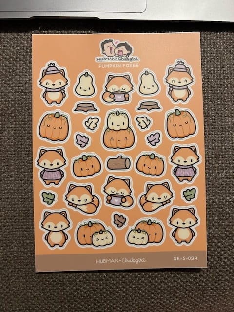 Customer photo review of Pumpkin Fox Sticker Sheet