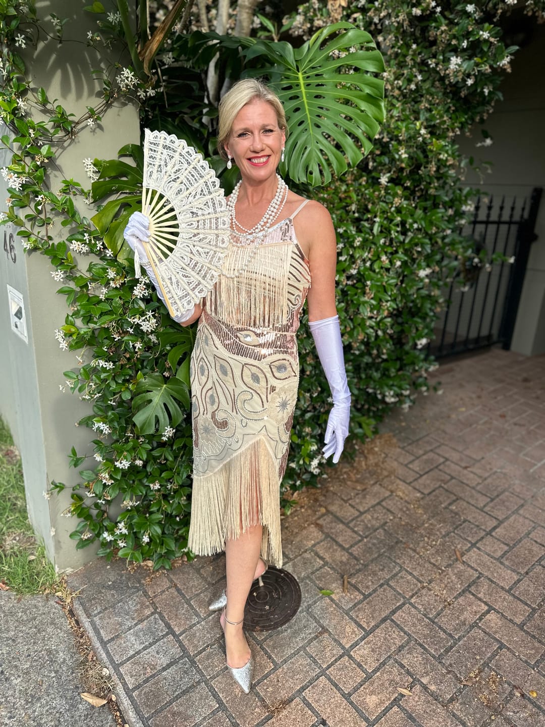 Customer photo review of Frankie 1920's Gatsby Dress - Cream