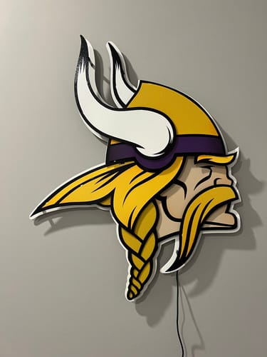Customer photo review of Minnesota Vikings "Norseman" 3D Vintage Metal Wall Art