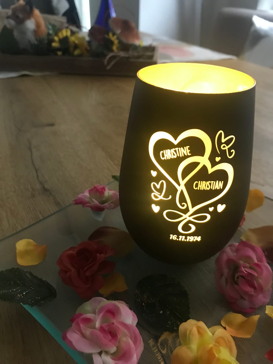 Customer photo review of Unsere Herzen - Paar-Windlicht