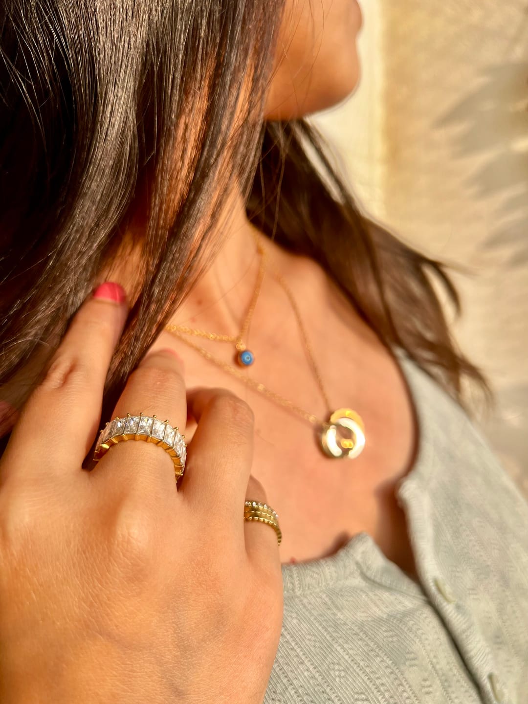 Customer photo review of Radiant White Stone Band Ring