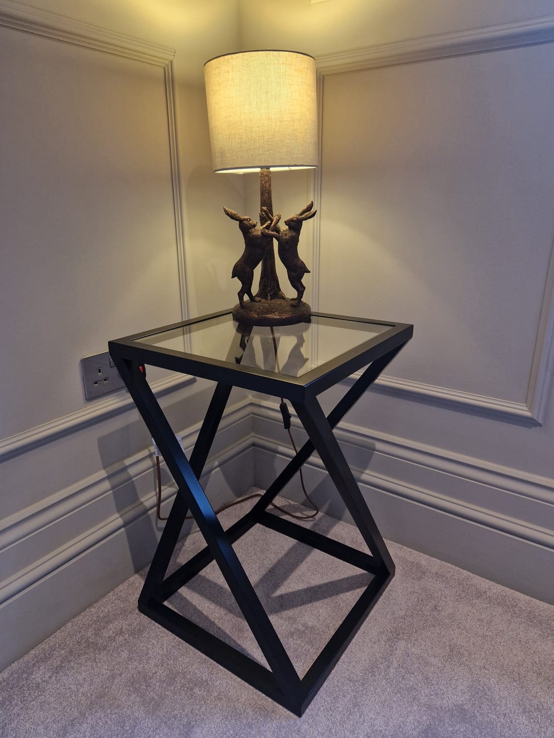 Customer photo review of Twisted Glass Matte Black Side Table